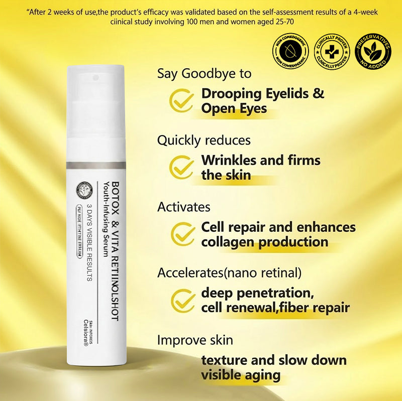 Last Day 70%OFF🥇Botox & Retinol Shot - Eraser for Deep Wrinkles, Sagging Jowls & Puffy Eyes