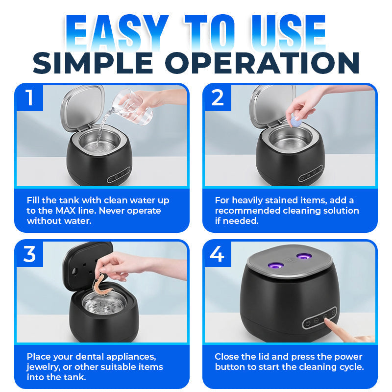 ⭐️Rolimey® 25W Deep Cleaning Denture Ultrasonic Cleaner for Retainers, Mouth Guards, Aligner