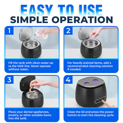 ⭐️Rolimey® 25W Deep Cleaning Denture Ultrasonic Cleaner for Retainers, Mouth Guards, Aligner