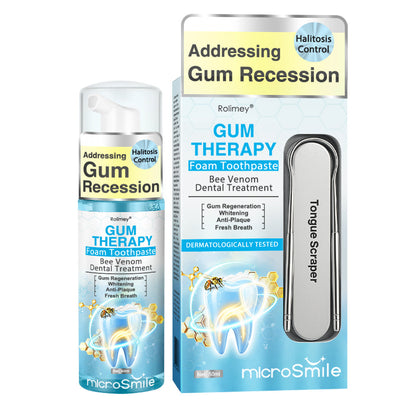 Rolimey® MicroSmile Bee Venom Dental Treatment Ultra-fine Foam Toothpaste with Tongue Scraper