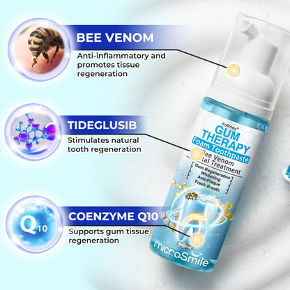 Rolimey® MicroSmile Bee Venom Dental Treatment Ultra-fine Foam Toothpaste with Tongue Scraper