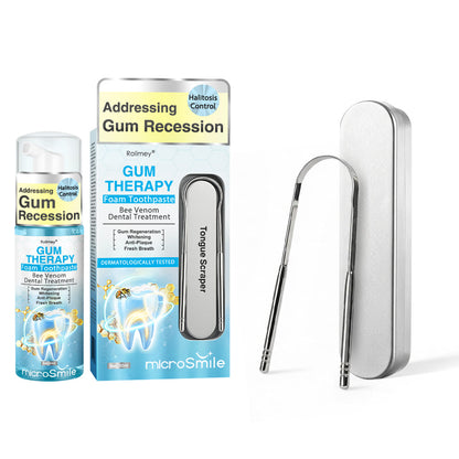 Rolimey® MicroSmile Bee Venom Dental Treatment Ultra-fine Foam Toothpaste with Tongue Scraper