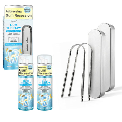 Rolimey® MicroSmile Bee Venom Dental Treatment Ultra-fine Foam Toothpaste with Tongue Scraper