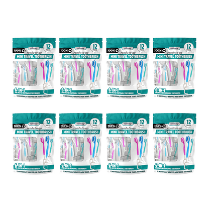 ⭐️Rolimey® 6-in-1 Ready-to-Go Mini Travel Toothbrush with Floss & Toothpick, No Rinsing Needed, Individually Wrapped & TSA Friendly