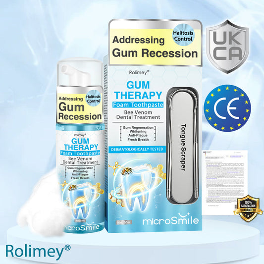 Rolimey® MicroSmile Bee Venom Dental Treatment Ultra-fine Foam Toothpaste with Tongue Scraper